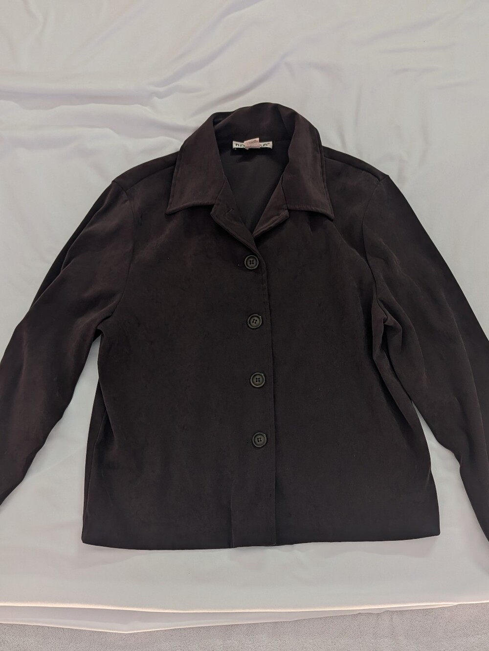 Vintage 90s Briggs Faux Suede Button Front Shirt Jacket Brown Size M
